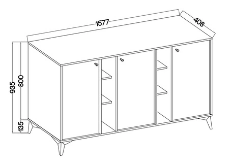 Kioto I Kommode 158 cm beige modernes Design dezente Griffe schlichte Form angereichert mit goldenen Metallelementen