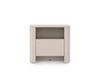 Nachttisch Bari beige modernes Design Schlafzimmerschrank mit ovaler Form grifflose Schublade push to open system