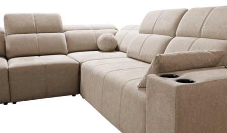 Ecksofa mit Schlaffunktion Tesalia III grau links Komfort-Ecksofa mit verschiebbarer Rückenlehne zwei Container für Bettzeug