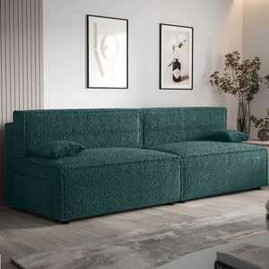 Brandon XL Schlafsofa türkis modernes Design und breiter Funktionsstoff mit markanter Schlingenoberfläche
