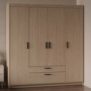 Kleiderschrank Rene 176 cm Eiche geölt stilvolles Design geräumiger Kleiderschrank Kleiderschrank mit klassischer Form ausgestattet mit großen Schubladen