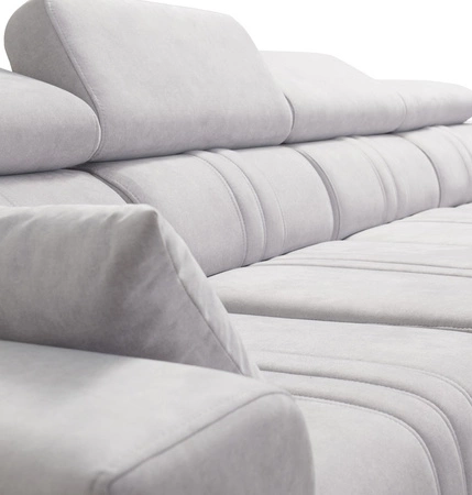 Ecksofa mit Schlaffunktion Castel XII beige rechte Seite stilvolles und bequemes Ecksofa für Wohnzimmer funktionelle verstellbare Kopfstützen