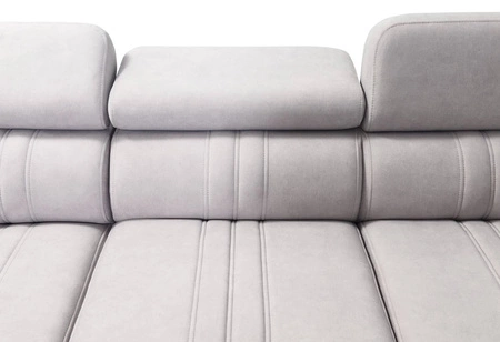 Ecksofa mit Schlaffunktion Castel VII grau braun linksseitig stilvolles Ecksofa mit Bettzeugablage und verstellbaren Kopfstützen