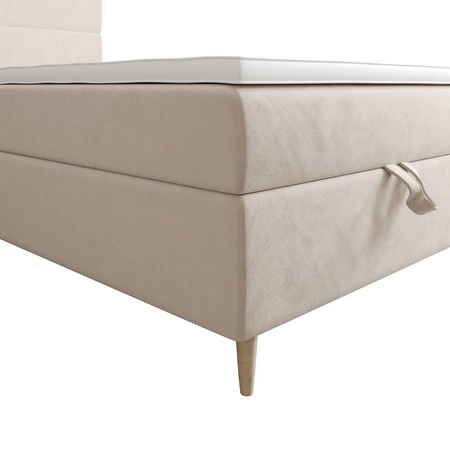 Boxspringbett Bing 120x200 beige im modernen skandinavischen Stil mit gepolstertem Kopfteil Bett mit Staukasten
