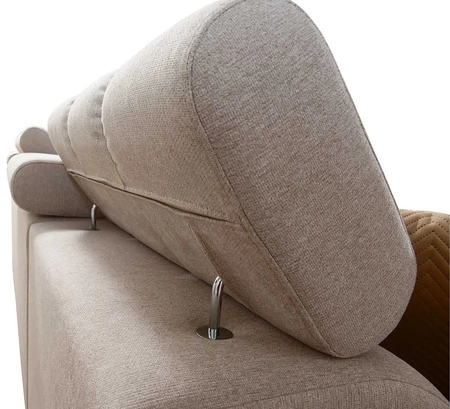 Ecksofa mit Schlaffunktion Bolmso VI braun links bequemes Ecksofa mit verstellbaren Kopfstützen dekorative Steppung auf der Sitzfläche