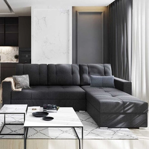 Das graue rechte Ecksofa Aldo mit Schlaffunktion garantiert höchsten Komfort und Funktionalität