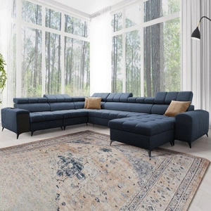 Ecksofa mit Schlaffunktion Bolmso VIII blau rechts elegantes und bequemes Ecksofa mit Schublade ideal für geräumige Innenräume