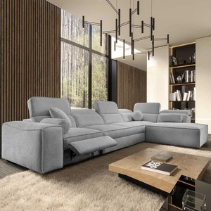 Ecksofa mit Schlaffunktion Viano XI Lux hellgrau rechts Design-Ecksofa mit ausziehbarem Fußteil und Bettzeugstaufach
