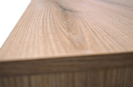 RTV Schrank Osaka 140 cm Eiche evoke / schwarz schlichtes Design in trendigen Farben ideal für japanische Innenräume geschmackvolle geriffelte Front