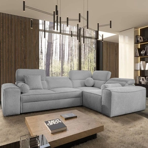 Ecksofa mit Schlaffunktion Viano II hellgrau rechts Designer Ecksofa in modernem Ambiente