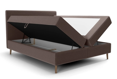 Boxspringbett Totti 180x200 braun stilvolles Bett mit Bettzeug Lagerung dreidimensionalen Stoff mit ausdrucksvollen Streifen