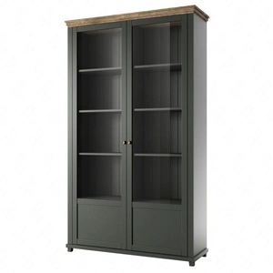 Vitrine Evora 126 cm Flasche grün / Eiche lefkas werden die Liebhaber von ausdrucksstarken Interieur ideal für das Wohnzimmer und Esszimmer begeistern