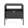 Lovro Nachttisch mit Schublade schwarz geschmackvoll geriffelt Dekor ideal Schlafzimmer Schrank Goldkante Griff