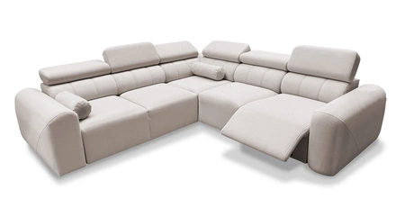 Ecksofa mit Schlaffunktion Cantare III Lux elfenbein rechtshändig stilvolles und bequemes Ecksofa für das Wohnzimmer mit hochklappbarer Fußstütze