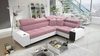 Ecksofa mit Schlaffunktion Dafni II Indischer rosa/weißer Samt, rechtes Ecksofa mit Bettzeugablage und Schublade in der Seitenwand