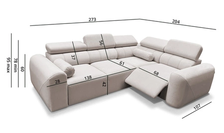 Ecksofa mit Schlaffunktion Cantare II Lux ziegelrot rechts Komfort-Ecksofa für Wohnzimmer mit hochklappbarem Fußteil weicher Stoff