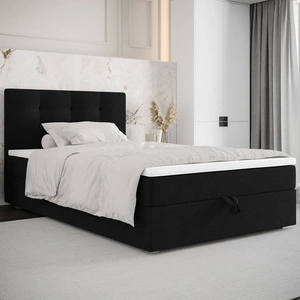 Boxspringbett Flint 90x200 schwarz im modernen skandinavischen Stil mit gepolstertem Kopfteil Bett mit Staukasten