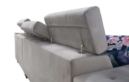 Hampton II Ecksofa mit Schlaffunktion grau Esche rechts stilvolles Ecksofa Bett weiche Polsterung Stoffart Samt