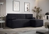 Ecksofa mit Schlaffunktion Brandon schwarz rechte Seite weicher Stoff mit charakteristischer Schlingenoberfläche Bettzeugbehälter