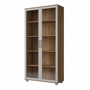 Maximus 100 cm breite Vitrine Eiche catania modernes Design Kante mit Spezialfurnier verkleidet Elemente aus gehärtetem Sicherheitsglas