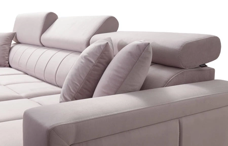 Ecksofa mit Schlaffunktion Nausa kastanienbraun rechts Samt stilvolle komfortable Ecksofa verstellbare Kopfstützen Bettzeug Container