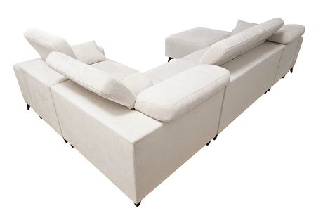 Penejos IV Ecksofa mit Schlaffunktion beige linke Seite stilvolles Ecksofa mit zwei Bettkästen strapazierfähiger Stoff