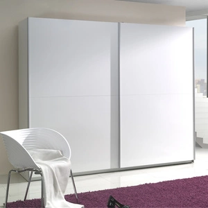 Schiebeschrank Lux 244 cm weiß / weiß glänzend modernes Design und ABS-Finish idealer Kleiderschrank für Schlafzimmer oder Ankleidezimmer