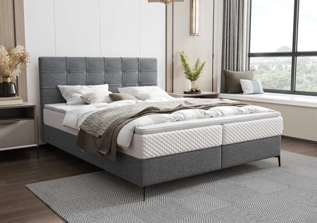 Boxspringbett Irvine 180x200 grau stilvolles Bett mit Bettzeugablage komfortables Kopfteil besticht durch sein elegantes Design