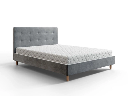 Polsterbett Noiro 180x200 hellgrau mit Stauraum im modernen skandinavischen Stil mit markantem Kopfteil