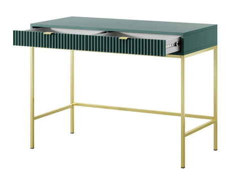 Konsolentisch Lovro pastellgrün mit Schubladen ein stilvolles und funktionelles Möbelstück für den Flur, das Wohnzimmer oder das Büro, goldfarbener Rahmen