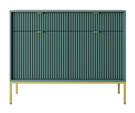 Kommode mit Schubladen Lovro 104 cm pastellgrün modernes Design wird Liebhaber von ausdrucksstarken Interieurs Kommode mit Gold-Accessoires bereichert begeistern