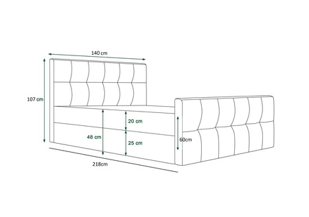 Boxspringbett Manhattan 140x200 Flaschengrün Bett im modernen skandinavischen Stil mit gepolstertem Kopf- und Fußteil