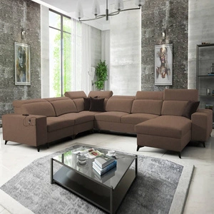Ecksofa mit Schlaffunktion Kelly Sleek VIII hellbraun rechts stilvolle Ecksofa für Wohnzimmer bietet Komfort beim Entspannen