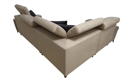 Ecksofa mit Schlaffunktion Kelly Sleek II grau Esche links elegantes Ecksofa für Wohnzimmer aus gewebtem Stoff