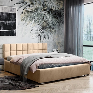Polsterbett Nessa 180x200 aprikose rosa stilvolles Bett mit Bettzeugablage komfortables Kopfteil begeistert durch sein elegantes Design