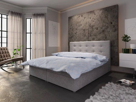 Boxspringbett Fresno 160x200 grau Bett im modernen skandinavischen Stil mit Kopfteil