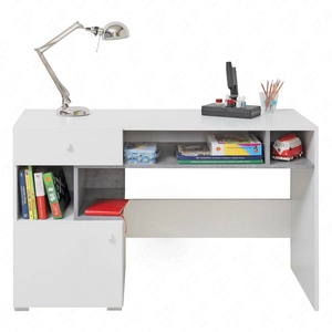 Schreibtisch mit Schublade Epsilon 125 cm weiß / Beton stilvoll und funktional für das Jugendzimmer
