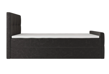 Boxspringbett Manhattan 100x200 grau Bett im modernen skandinavischen Stil mit gepolstertem Kopf- und Fußteil Bett mit Staukasten