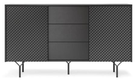 Kommode Adamant 144 cm schwarz graphit modernes Design push to open system für Türen und Schubladen original Möbel mit gefräster Front