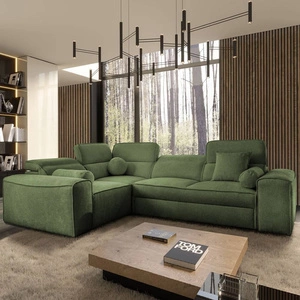 Ecksofa mit Schlaffunktion Viano II grün linkes Designer Ecksofa das sich perfekt in moderne Einrichtungen einfügt