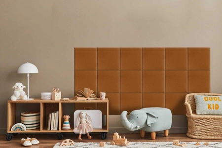 Gepolstertes Paneel Quadra 40x40 cm Honig stilvolles Wandpaneel quadratischer Veloursstoff modisches Finish für jede Einrichtung