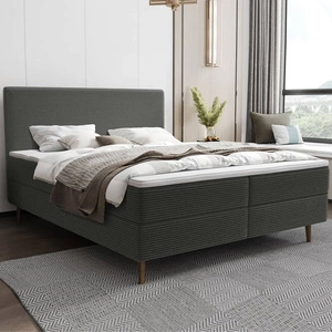 Boxspringbett Totti 140x200 graphit stilvolles Bett mit Bettzeug Lagerung dreidimensionalen Stoff mit ausdrucksvollen Streifen