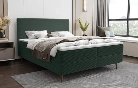 Boxspringbett Totti 140x200 grün stilvolles Bett mit Bettzeug Lagerung dreidimensionalen Stoff mit ausdrucksstarken Streifen