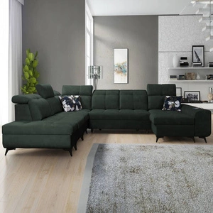 Ecksofa mit Schlaffunktion Buffalo X grün rechte Seite funktionelles und bequemes Ecksofa für einen Raum mit Bettzeugcontainern