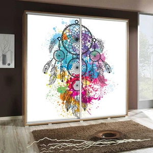 Artistino 205 cm Schiebeschrank mit Traumfänger-Grafik Schrankkorpus in Eiche catania aus 22 mm starker Platte