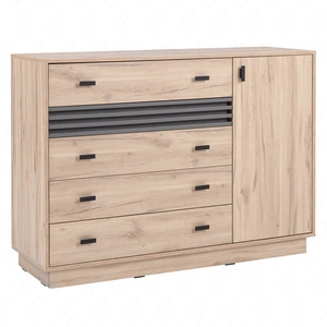 Kommode mit Schubladen Estan 135 cm Eiche estan hell / anthrazit modernes Möbeldesign hochwertige Verarbeitung Kommodenkante mit Spezialfurnier verarbeitet