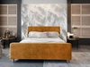 Polsterbett Isara 140x200 senf mit Container im modernen skandinavischen Stil mit markantem Kopf- und Fußteil