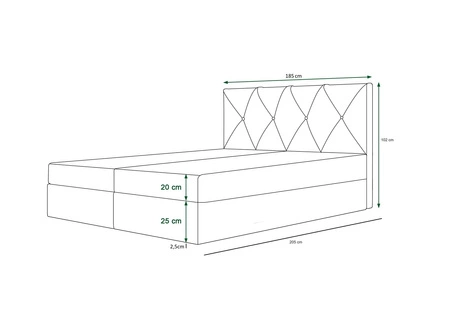 Boxspringbett Arvada 180x200 türkis Bett im modernen skandinavischen Stil mit gepolstertem Kopfteil