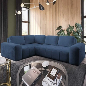 Ecksofa mit Schlaffunktion Bovec II blau links Komfort-Ecksofa mit einem stilvollen Charakter-Bettcontainer