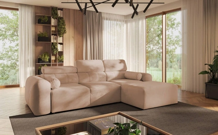 Ecksofa mit Schlaffunktion Cantare Lachs rechts funktionelles und bequemes Ecksofa mit modernem Design Plüschstoff